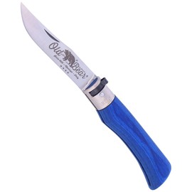 Antonini Old Bear Laminated Blue Wood, Satin Stainless knife (9307/21_MBK)