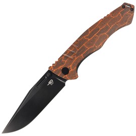 Bestech Keen II Black Orange Damascus G10 / Titanium, Black Stonewashed CPM S35VN by Koens Craft knife (BT2301F)