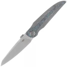 Bestech Prydwen Knife Dark Grey Titanium/Blue Marbled Carbon Fiber, Bead Blasted/Satin MagnaCut by Kombou (BT2409C)