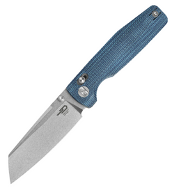 Bestech Slasher Blue Micarta, Stonewashed D2 Knife (BG56C-1)