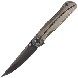 Bestech Thyra Bronze Stonewashed Titanium/Carbon Fiber, Black Stonewashed M390 by Kombou Knife (BT2106C)