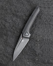 Bestech VK-Navi Dark Bead Blasted Titanium Knife, Dark Bead Blasted/Stonewashed MagnaCut by Vulpex Knives (BT2404B)