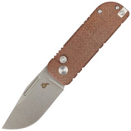 BlackFox NU-Bowie Brown Burlap Micarta, Coarse Stone Washed D2 by Keanu Alfaro (BF-758-MIB)