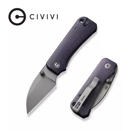 Civivi Knife Baby Banter Wharncliffe Purple Canvas Micarta, Grey Stonewashed Nitro-V by Ben Petersen (C19068SC-2)