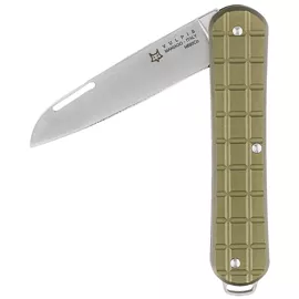 Fox Vulpis Grenade Pattern Military Green Aluminum Knife, Polished N690Co (FX-VPGP130 MG)