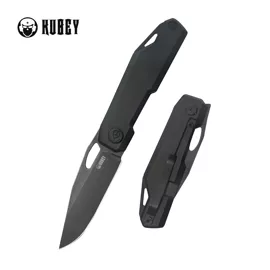 Kubey Verijero Knife Black Titanium, Blackwashed 14C28N by George Ovchinnikov (KB340D)