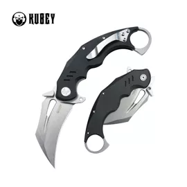 Kubey Wrath Knife Black G10, Beadblasted 14C26N by MUZI Design (KU261A)