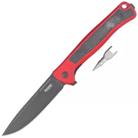 LionSteel Skinny Red Aluminium/Black Canvas Micarta, Old Black MagnaCut by Molletta Knife (SK01A RB)