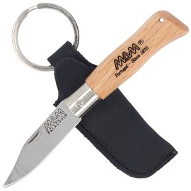 MAM Douro Mini Pocket Knife with Leather Etui, Light Beech Wood 45mm (2003-LW)