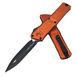 Microtech Combat Troodon D/E Gen III OTF Knife Orange Aluminum, Black M390MK by Tony Marfione (1142-1OR)