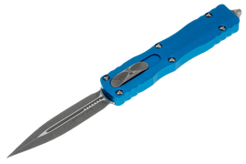 Microtech Dirac D/E Blue Aluminum OTF Knife, Apocalyptic M390 by Tony Marfione (225-10APBL)