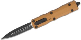 Microtech Dirac D/E Tan Aluminum OTF Knife, Black DLC M390 by Tony Marfione (225-1TA)