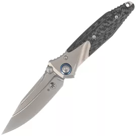 Microtech Socom Bravo Mini S/E Titanium/Carbon Fiber, Blue HW, Bead Blasted M390 by Tony Marfione knife (260M-7CFTI)