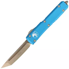 Microtech Ultratech T/E OTF Knife Blue Aluminum, Bronzed M390 by Tony Marfione (123-13BL)