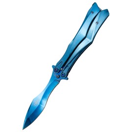 Nóż motylkowy Third Decor Habitat Balisong Blue Titanium Stainless Steel, Blue Titanium 420 Butterfly Knife (K2818A)