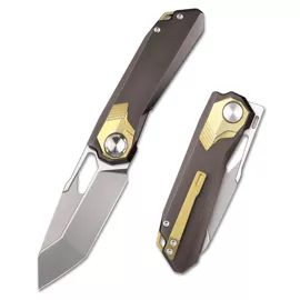 Remette Peregrine Falcon Knife Brown/Gold Titanium, Hand Grinding Pearlescent M390 (RTT1-B)