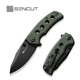 Sencut Excalis Green Canvas Micarta, Black 9Cr18MoV Knife (S23068-3)