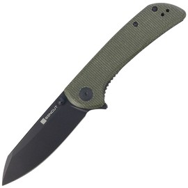 Sencut Knife Fritch Green Canvas Micarta, Black Stonewashed 9Cr18MoV (S22014-1)