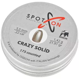 Spoton Crazy Solid Slug 22 .22/5.5mm AirGun Pellets, 175 psc 1.42g/21.91gr