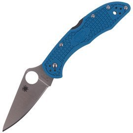 Spyderco Delica 4 FRN Blue Flat Ground PlainEdge Knife (C11FPBL)