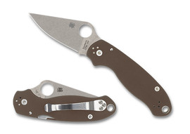 Spyderco Para 3 Sprint Run Knife Brown G10, Satin CPM 15V by Sal and Eric Glesser (C223GPBN15V)