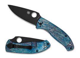 Spyderco Tenacious R.I.L. Knife Blue Disarray Titanium, Black D2 by Eric Glesser (C122TIBLBKD2P)