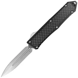 TacKnives Takcom OTF Barracuda Carbon Fiber / Aluminium, Double Edge Satin D2