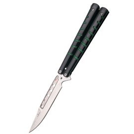 Third Decor Habitat Balisong Black/Green Stainless Steel, Satin Butterfly Knife (16071V)