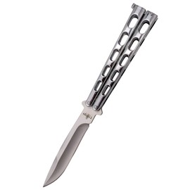 Third Decor Habitat Balisong Silver Stainless Steel, Satin 420 Butterfly Training Knife (K2919BX)