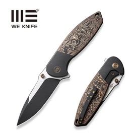 WE Knife Nitro OG Black Titanium/Copper Carbon Fiber, Black Stonewashed/Satin CPM 20CV by Peter Carey (WE23035-2)