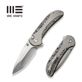 WE Knife Zizzit Grey Titanium/Aluminum Carbon Fiber, Polished Bead Blasted CPM 20CV (WE23031-2)