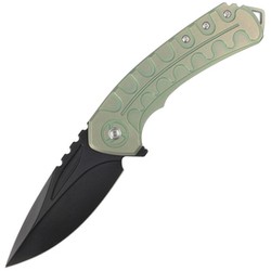 Bestech Buwaya Retro Green Titanium, Black Stonewashed M390 by Kombou Knife (BT2203D)