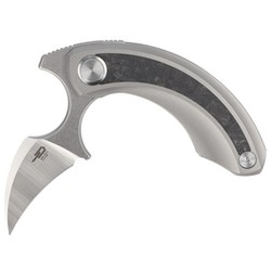 Bestech Knife Strelit Grey Titanium/ Marble Carbon Fiber, Satin/Stonewashed M390 by Ostap Hel (BT2103M)