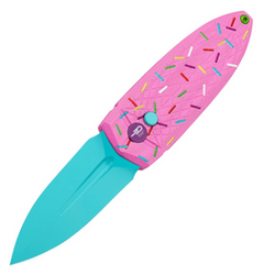 Bestech QUQU Pink/Printed Sprinkle Pattern G10, Blue 14C28N by Gogo Knife (BG57C-2)