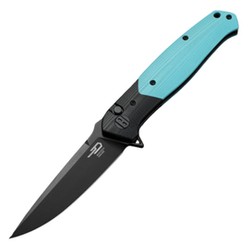 Bestech Swordfish Black/Light Blue G10 Knife, Black PVD 14C28N (BG62E)