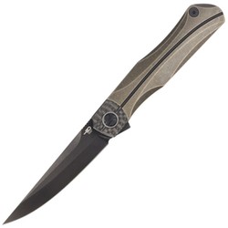 Bestech Thyra Bronze Stonewashed Titanium/Carbon Fiber, Black Stonewashed M390 by Kombou Knife (BT2106C)