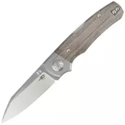 Bestech Tonic Grey Titanium/Green Canvas Micarta, Satin M390 by Colin Maisonpierre Knife (BT2204C)