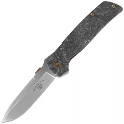 Fox Original Gangster LE No 331/350 Dark Matter Fat Carbon, Satin Elmax by Bob Terzuola Knife (FX-ATC-OG01 CFMC)