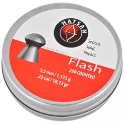 Hatsan Flash .22/5.5mm AirGun Pellets, 250 psc 1.175g/18.13gr