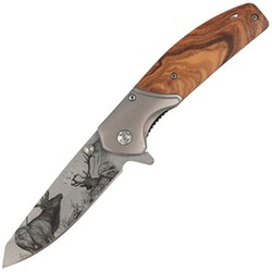 Herbertz CJH Hunting Knife Olive Wood motif 3D,Deer (44160 - 55009)