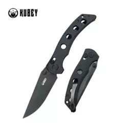 Kubey Hound Knife Black G10, Blackwashed 14C28N by Maksim Tkachuk (KU172B)