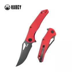 Kubey Knife Phemius Red G10, Black Stonewashed 14C28N (KU149F)