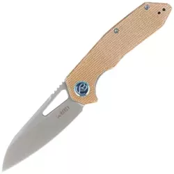 Kubey Knife Vagrant Tan Micarta, Sand Blasted M390 by Maksim Tkachuk (KB291V)