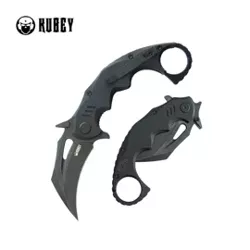 Kubey Mini Wrath Knife Black G10, Blackwashed 14C26N by MUZI Design (KU262E)