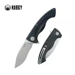 Kubey Timberwolf Knife Black G10, Stonewashed 14C28N (KU208D)