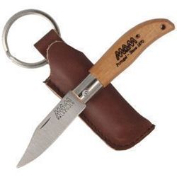 MAM Iberica Mini Pocket Knife with Leather Etui, Light Beech Wood 45mm (2001-LW)