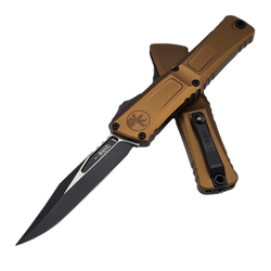 Microtech Combat Troodon Bowie Gen III Tan Aluminum, Black M390MK by Tony Marfione (1146-1TA)