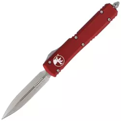 Microtech Ultratech D/E Merlot Red Aluminum OTF Knife, Stonewashed M390 by Tony Marfione (122-10MR)