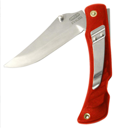 Mikov Crocodile Red ABS Folding Knife, Mirror Finish with Clip (243-NH-1/C CLIP/RED)