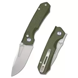 Remette Rhino MC319G Knife Military Green Micarta, Stonewashed 14C28N